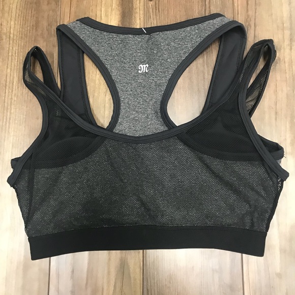 NWT Miss Me Clothing Sports Bra Mesh Black Grey - Picture 3 of 6